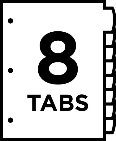 Avery Ultralast Big Tab Plastic Dividers for 3 Ring Binders, 8-Tab Set, Multicolor with White Labels, 1 Set (24901) 8 tab